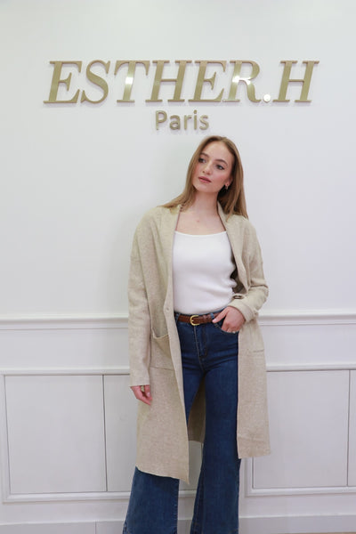 Long Open Front Knit Cardigan