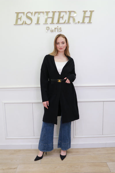 Long Open Front Knit Cardigan