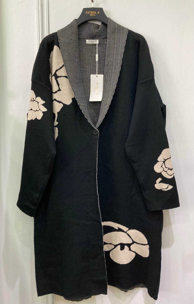 Long Open Front Knit Cardigan