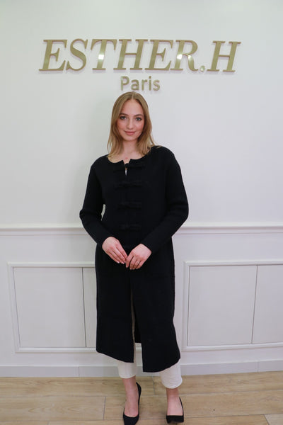 Long Open Front Knit Cardigan