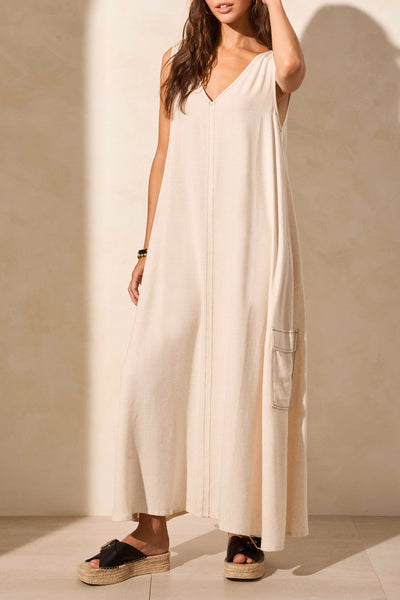 Sleeveless V-Neck Cargo Dress