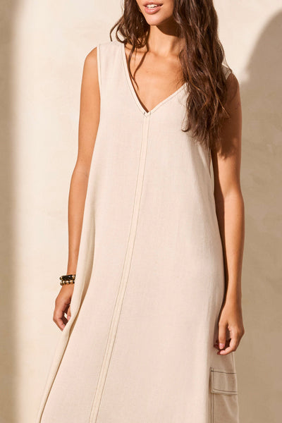 Sleeveless V-Neck Cargo Dress
