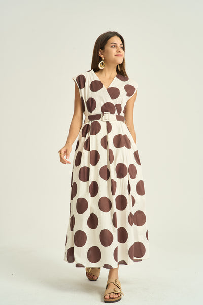 Polka Dot Maxi Belted Dress