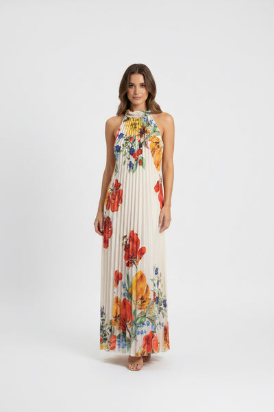 Long Pleat Floral Dress