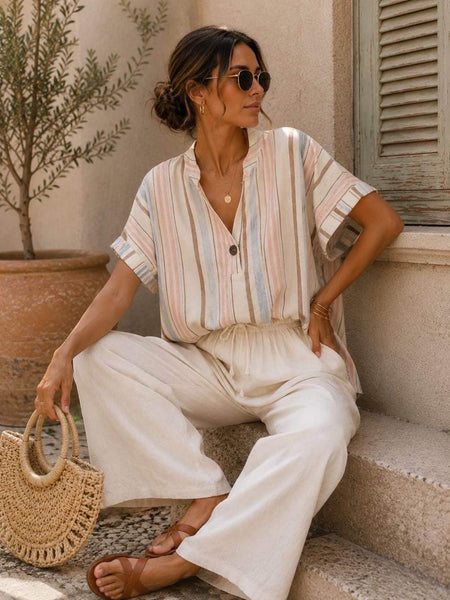 Short Sleeve Cotton/Linen Top