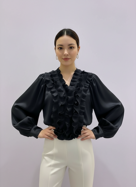 Long Sleeve Ruffled Blouse