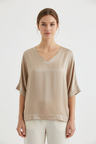 Short Sleeve Sateen Top