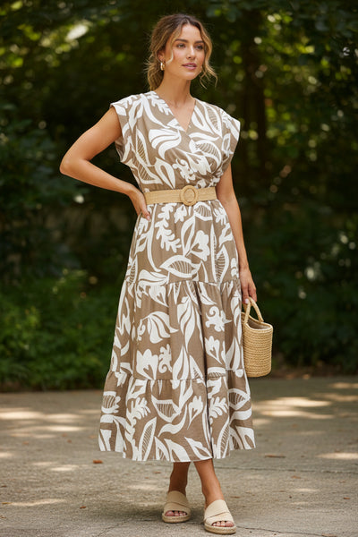 Belted Print Dress