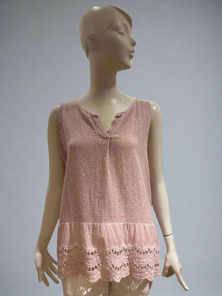 Detail Button Linen/Cotton Mix Top - Italian