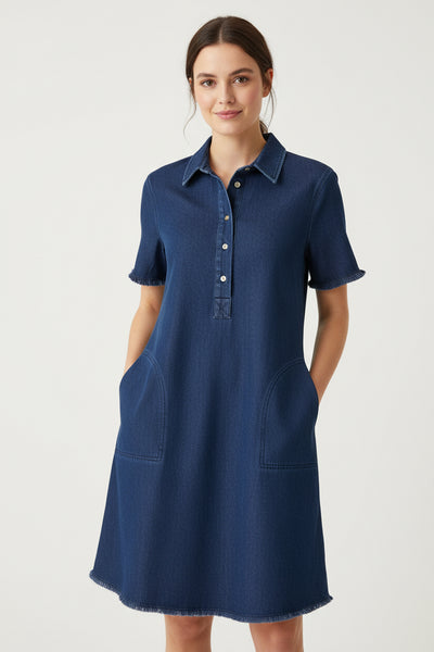 Short Sleeve Swing Denim Dress