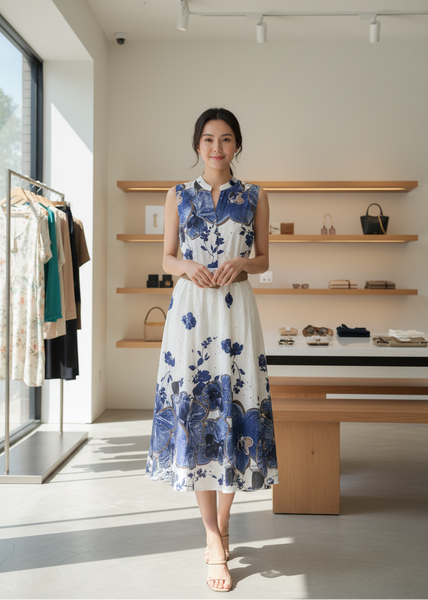 Sleeveless Floral Print Dress