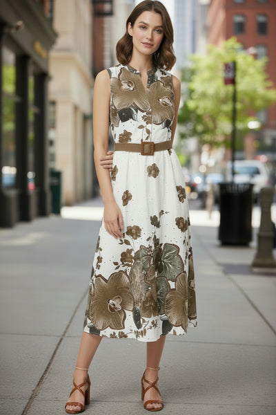 Sleeveless Floral Print Dress