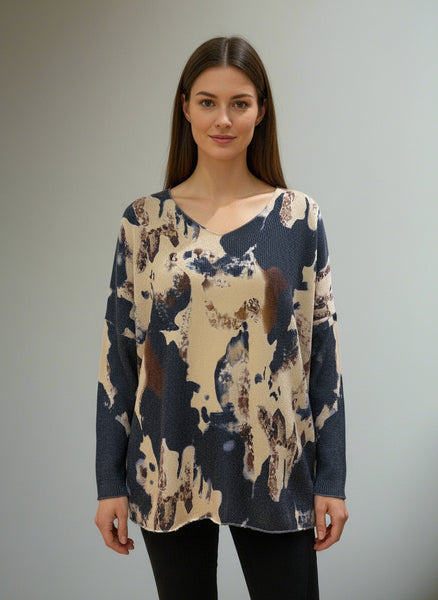 Long Sleeve Print Sweater