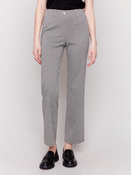 Flare Plaid Pull-On Pants