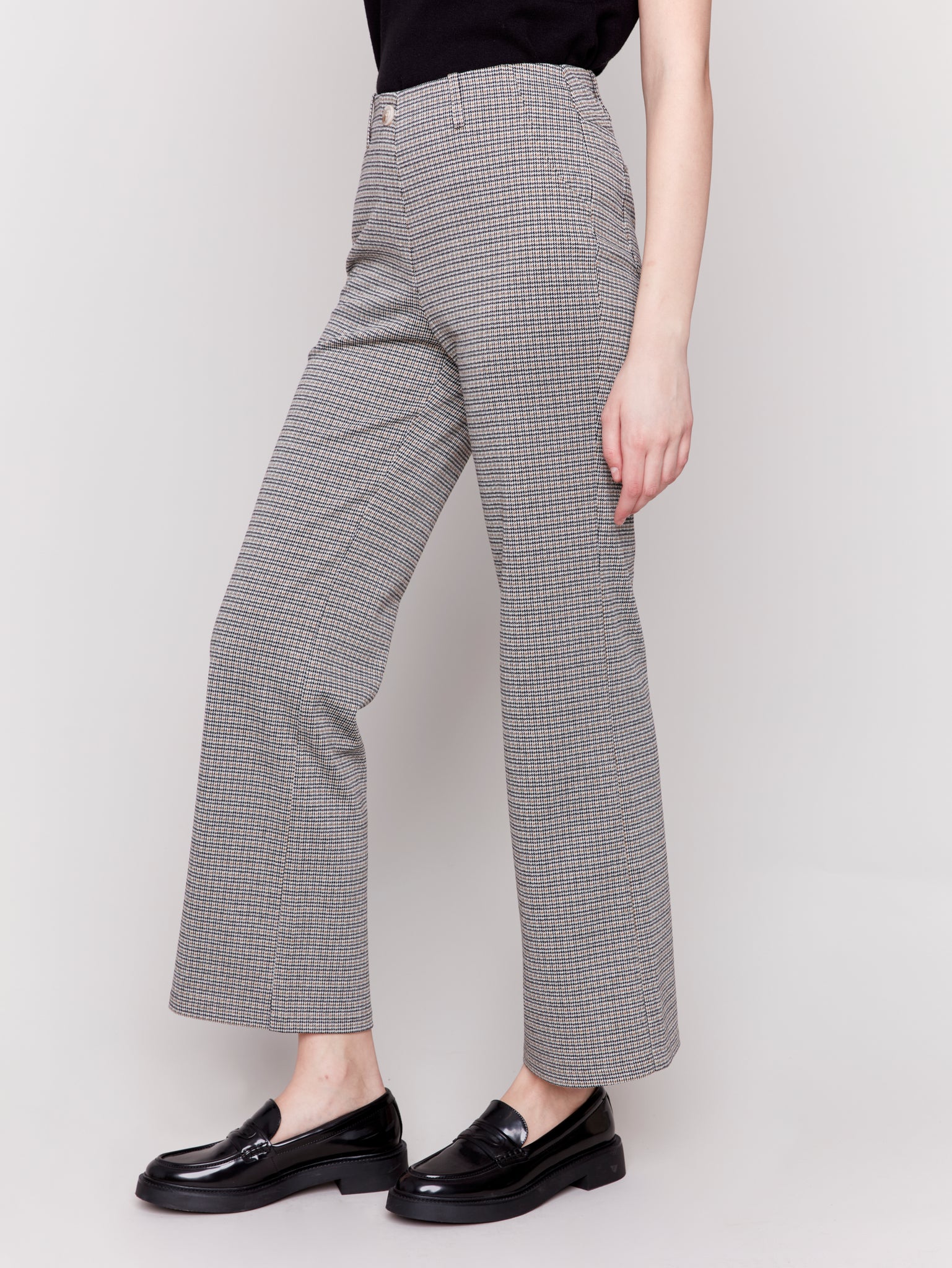 Flare Plaid Pull-On Pants