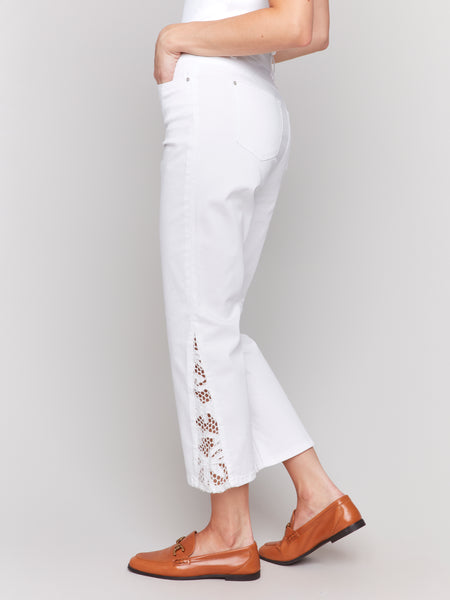 Lace Cuts Side Boot Cut Pants