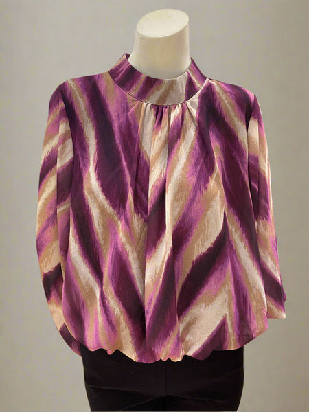 Long Sleeve Mock Neck Print Top