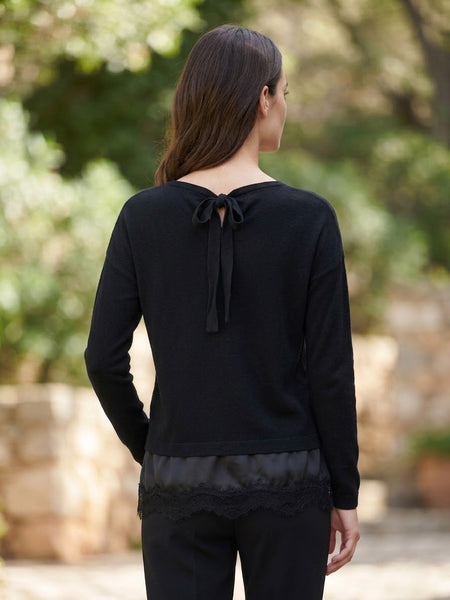 Lace Bottom Bow Back Sweater