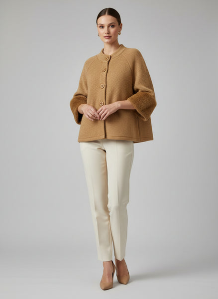 Fur/Trim Crop Cardigan