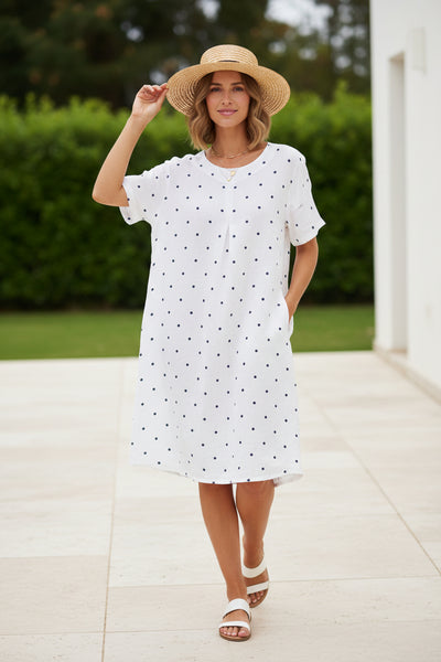 Polka Dot Linen Dress
