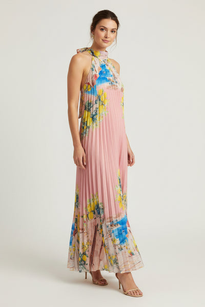 Long Pleat Floral Dress