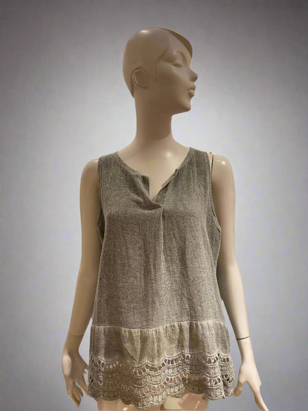 Detail Button Linen/Cotton Mix Top - Italian