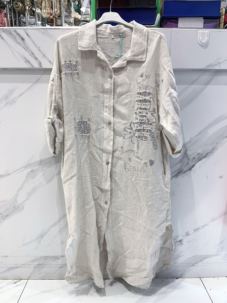 Long Button Front Linen Shirt