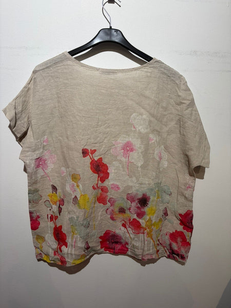 Floral Print Linen Top - Italian