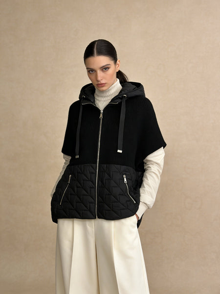 Zipper Front Vest With Hoodie