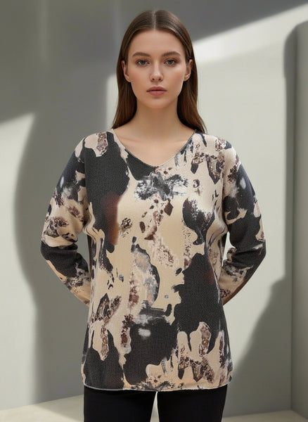 Long Sleeve Print Sweater