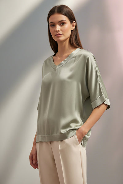 Short Sleeve Sateen Top