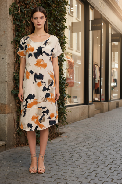 Short Sleeve Print Dress