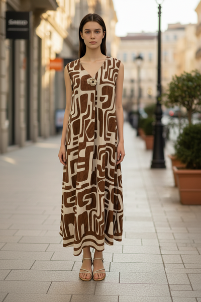Sleeveless Geo Print Dress