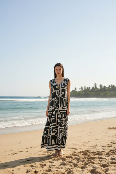 Sleeveless Geo Print Dress