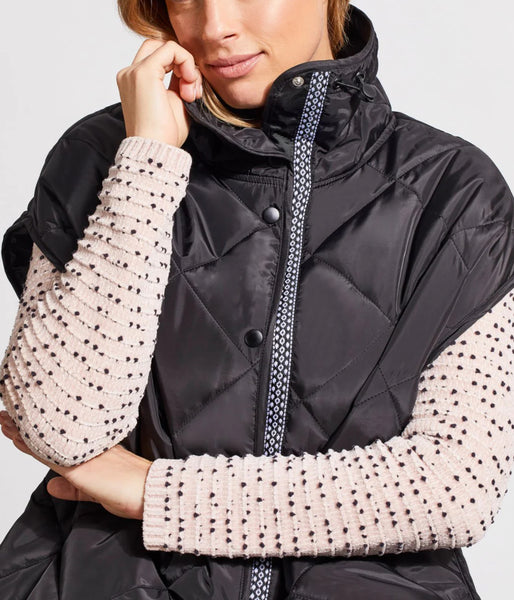 Packable Puffer Vest With Gross Grain Trim