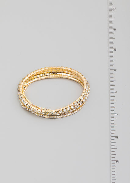 Five Row Rhinestone Stackable Bracelet Set