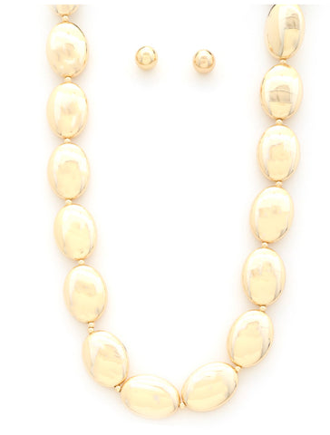 Oval Bead Metal Necklace