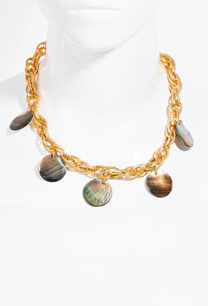 Shell Disc Station Chain Necklace