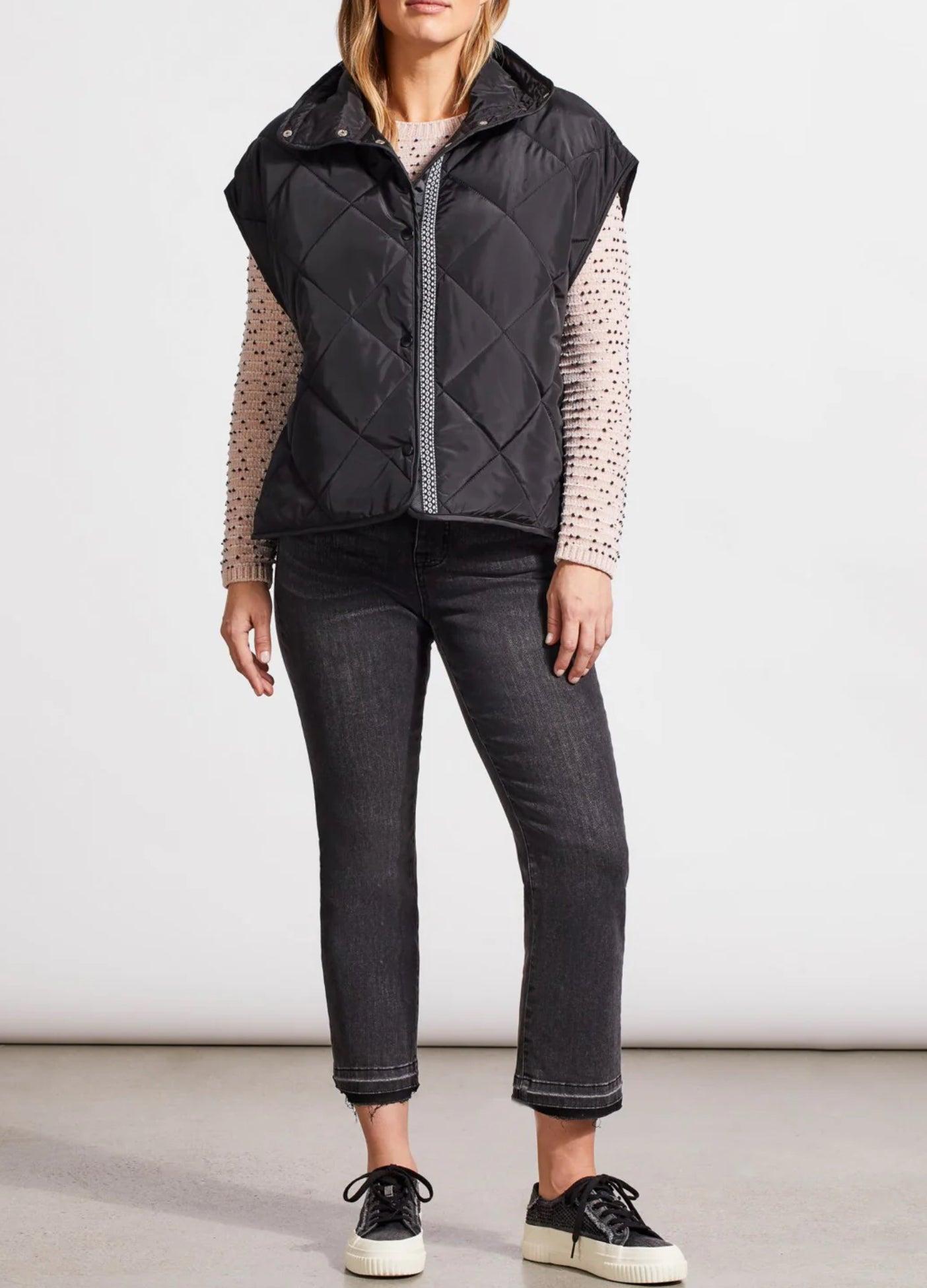 Packable Puffer Vest With Gross Grain Trim