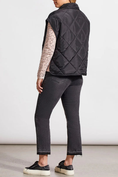 Packable Puffer Vest With Gross Grain Trim