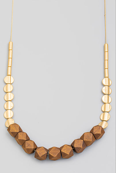 Block Bead Charm Long Necklace