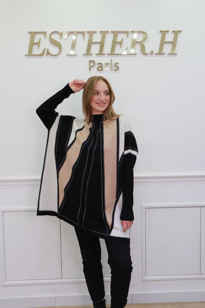 Stripe Poncho Sweater
