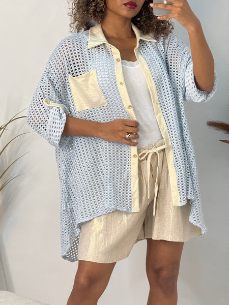 Eyelet Button Front Shirt