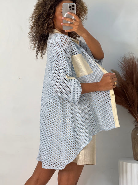 Eyelet Button Front Shirt