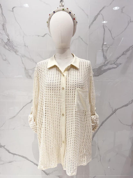 Eyelet Button Front Shirt