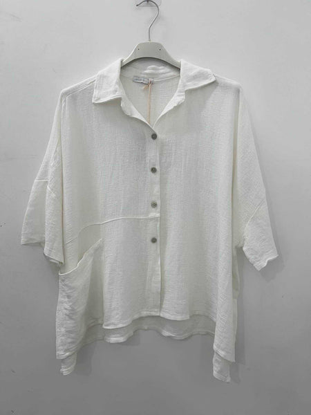 One Pocket Linen/Cotton Shirt - Italian