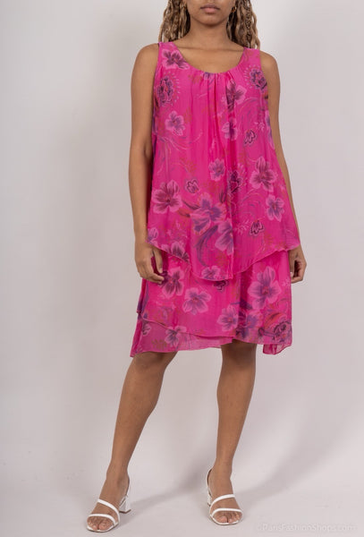 Sleeveless Layered Silk Dress - Italian