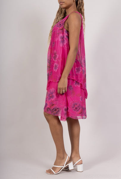 Sleeveless Layered Silk Dress - Italian