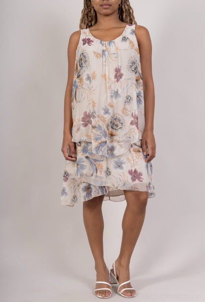 Sleeveless Layered Silk Dress - Italian