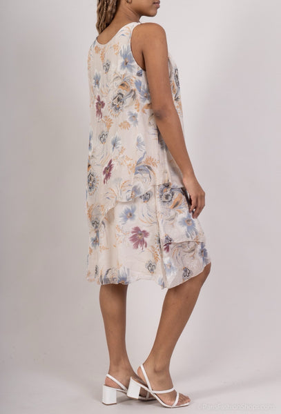 Sleeveless Layered Silk Dress - Italian
